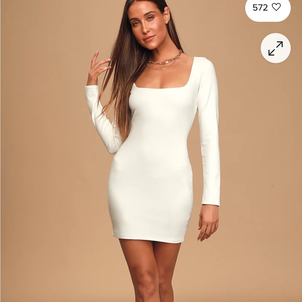 Lulu's Chic White Long Sleeve Dress
